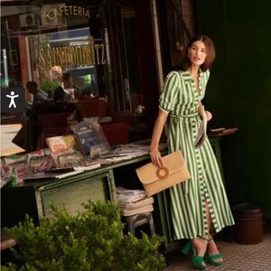 NWOT Boden Libby Jersey Midi Shirt Dress
Green, Ivory Stripe - Size 8R